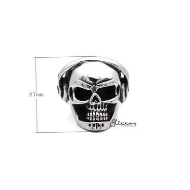 Men's Stainless Steel Skull Head with Headphone Casting Rings